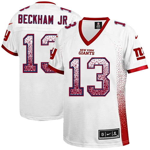 Women's Elite Odell Beckham Jr Nike Jersey White - #13 Drift Fashion NFL New York Giants